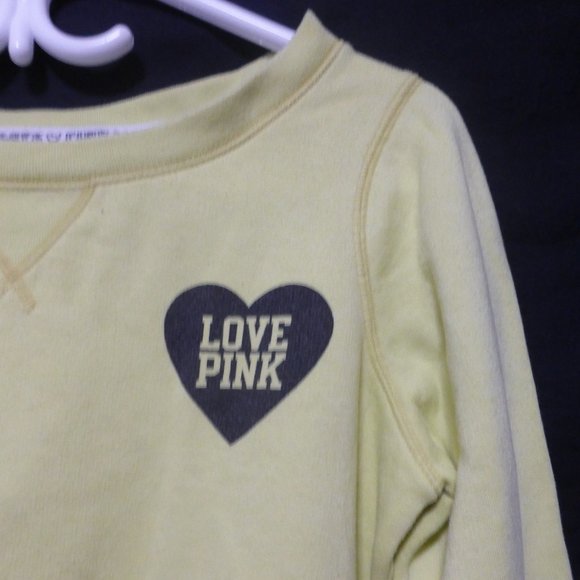 PINK, VICTORIA'S SECRET, xs, extra small, graphic yellow sweatshirt, EUC - Picture 6 of 15